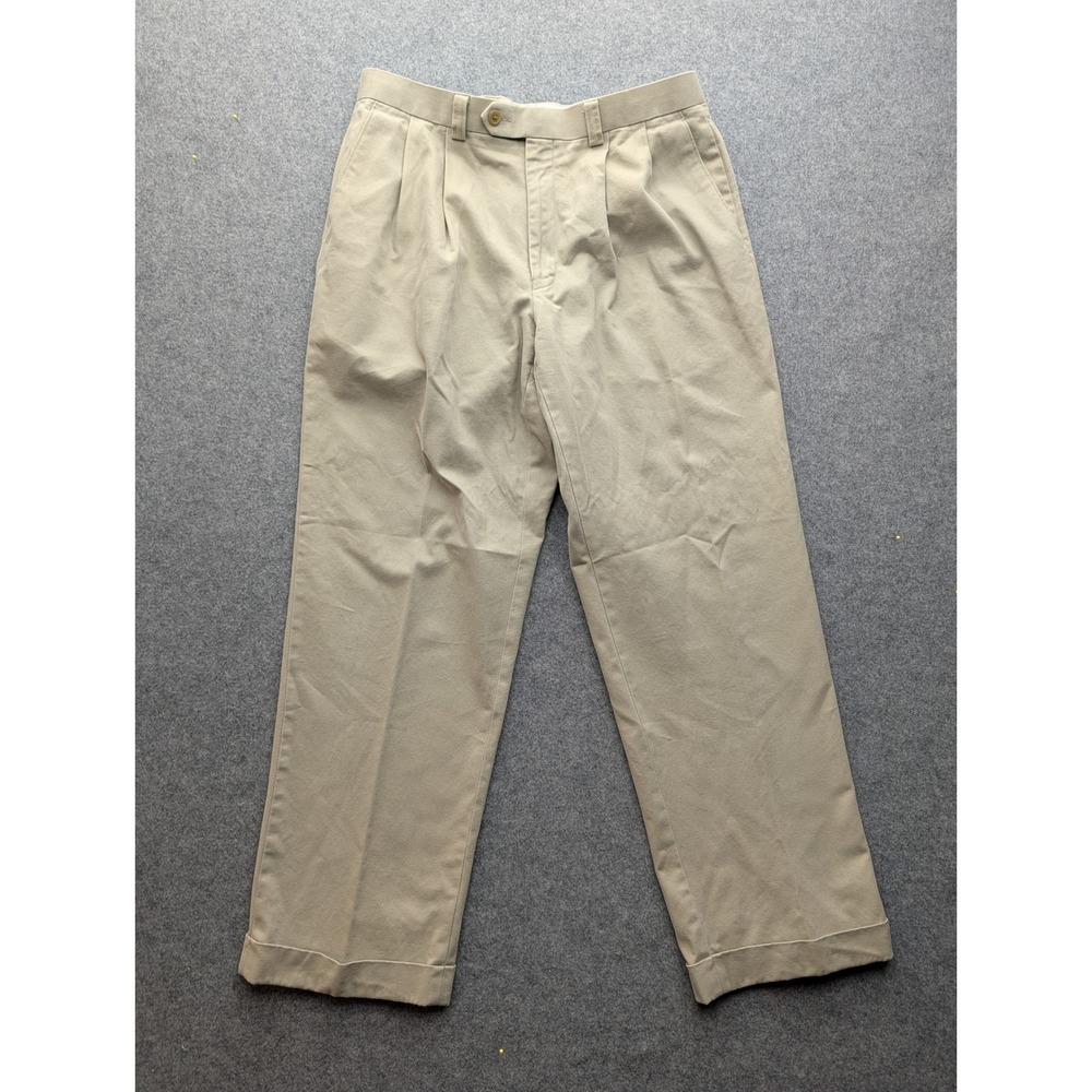 Lauren Ralph Lauren Pants Mens 33x30 Tan Khaki Pleated Chino Cotton Trousers
